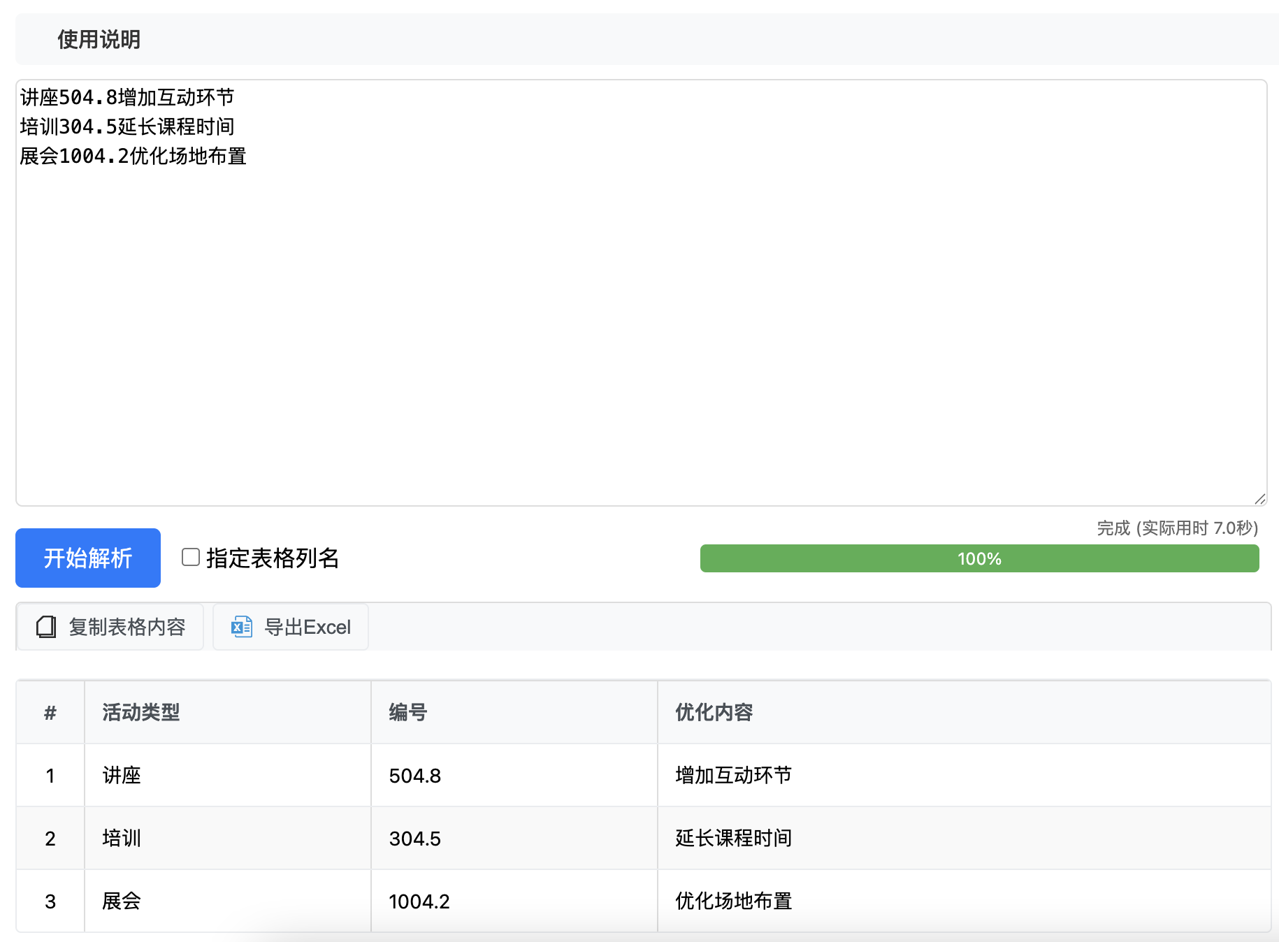活动反馈管理示例